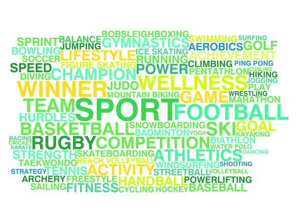 Kinds of sport. Word cloud concept - Vetor, Imagem