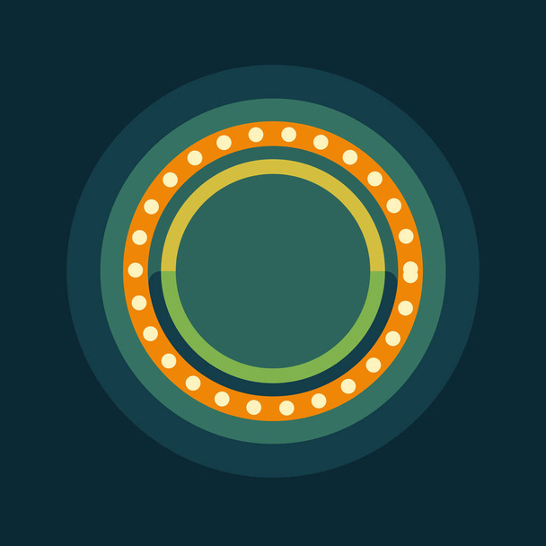 Πράσινο στρογγυλό ρετρό Marquee φως πλαίσιο επίπεδη απεικόνιση - Διάνυσμα, εικόνα