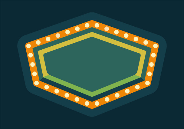Πράσινο ρετρό Marquee φως πλαίσιο επίπεδη απεικόνιση - Διάνυσμα, εικόνα
