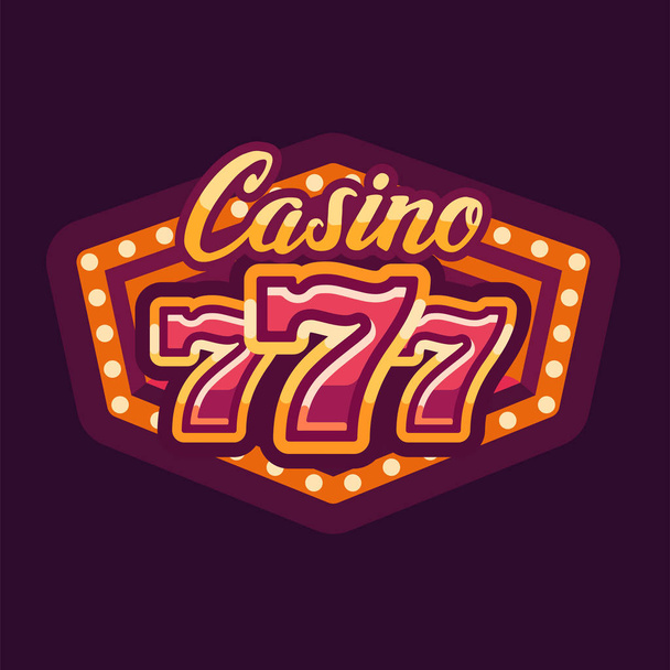 Casino 777 červená retro značka ploché ilustrace - Vektor, obrázek