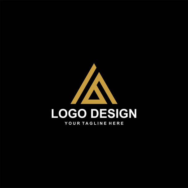 Montaña vector de diseño de logotipo abstracto. Ilustración de icono abstracto triangular. Letra AM logo design
. - Vector, Imagen