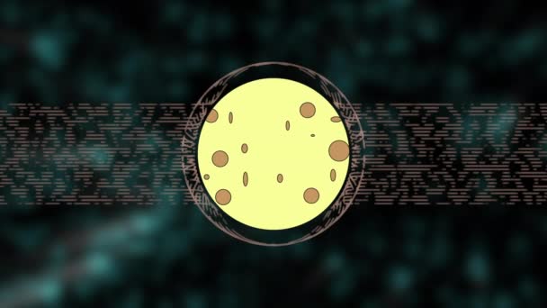 Animált rajzfilm hold néz ki, mint a sajt, fordult át elmosódott zöld bokeh háttér. - Felvétel, videó