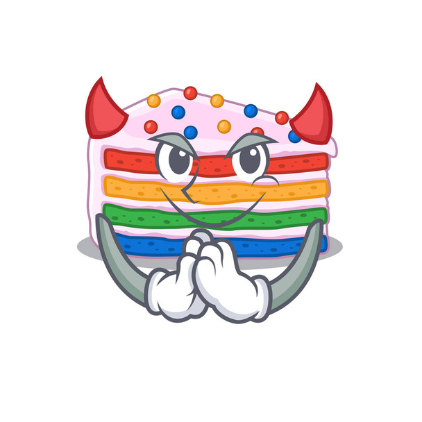 Devil rainbow cake Cartoon in character design. Vector illustration - Vektor, kép