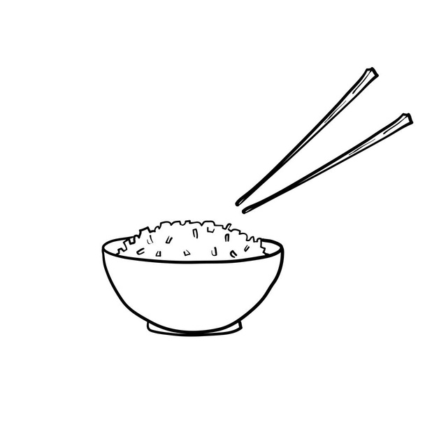 tazón de arroz doodle con vector de estilo dibujado a mano aislado
 - Vector, imagen