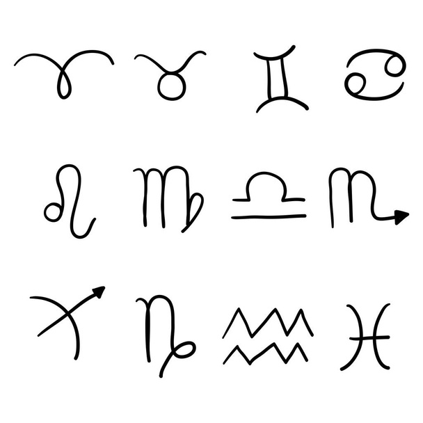 zodiaco dibujado a mano para la astrología horóscopo símbolo illustration.doodle estilo
 - Vector, Imagen