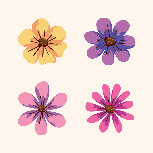 set of cute flowers natural - Vektor, obrázek