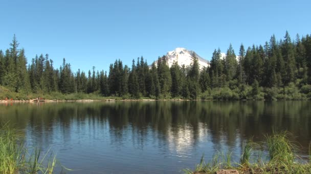 Широко встановлюється знімок озера Дзеркало в національному лісі Мат-Гуд в Орегоні.. - Кадри, відео