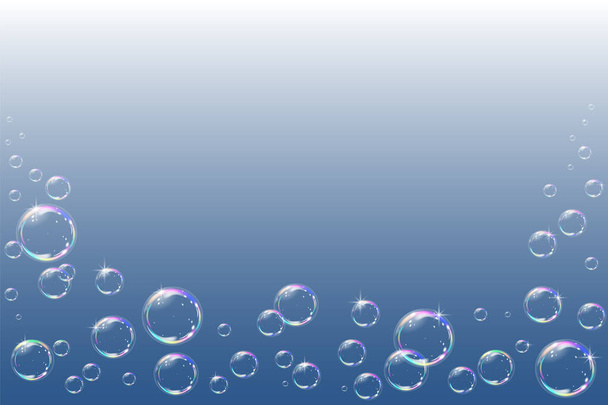 Soap bubbles on a blue background. Vector illustration. - Vektor, Bild