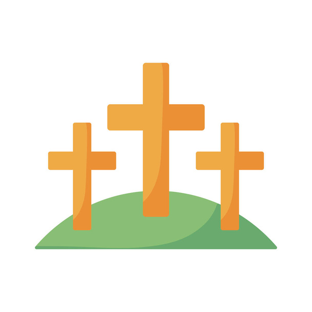 religion three crosses flat style icon vector design - Вектор,изображение