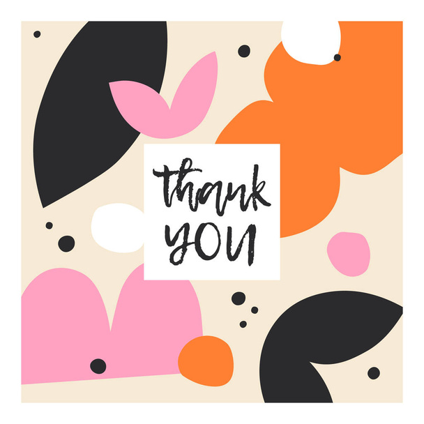 stylish banner with abstract shapes and thank you lettering, vector illustration - ベクター画像