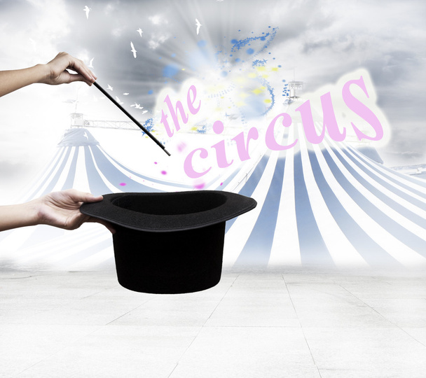 Magic wand with circus background - Photo, Image