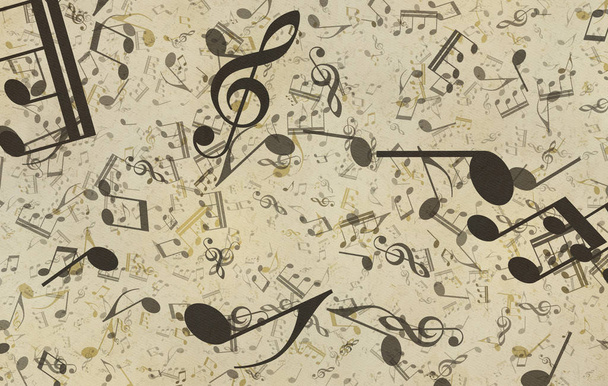 Грандж музичний фон. Старовинна паперова текстура, музичні ноти
. - Фото, зображення