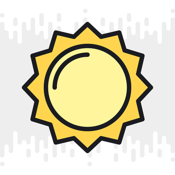 Sun or sunny icon for weather forecast application or widget. Color version on light gray background - Vektor, kép