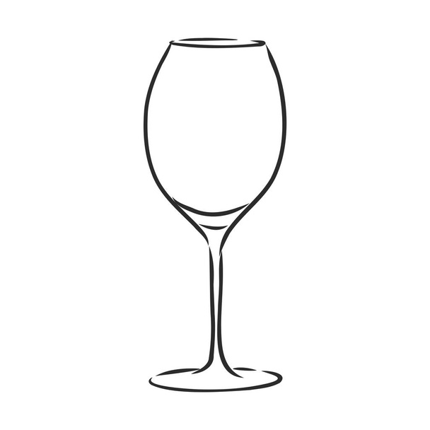 an empty glass of wine. vector sketch illustration - Vector, Image