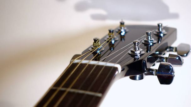 guitar headstock closeup . white background - 写真・画像