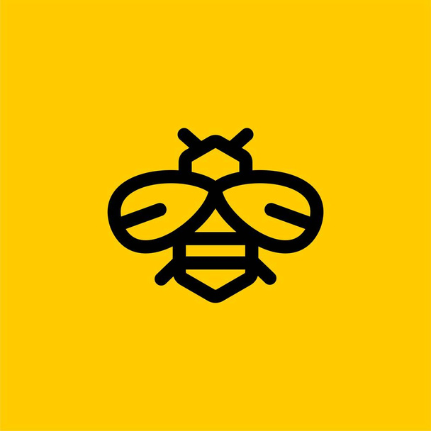 Vetor de design de logotipo de linha de abelha. Sinal de ilustração do mel de abelha. Bee casa hexágono logotipo design. Abelha amarela contorno logotipo vetor
. - Vetor, Imagem