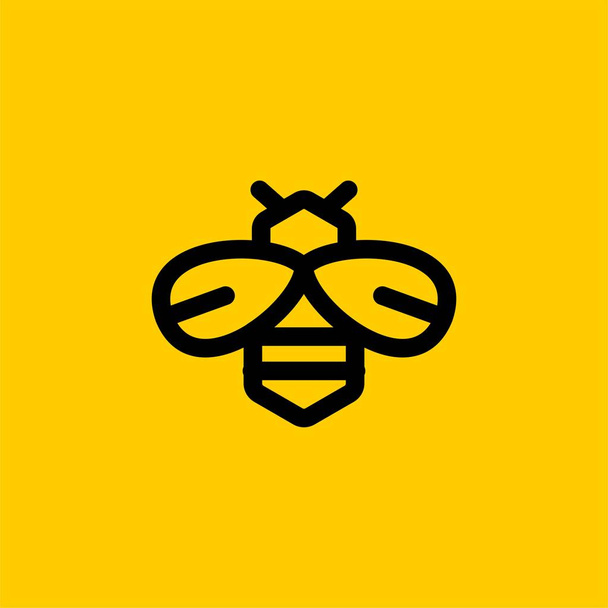 ビーラインロゴデザインベクトル。蜂の蜂蜜のイラストサイン。ビーホーム六角形のロゴデザイン。黄色い蜂の輪郭のロゴベクトル. - ベクター画像