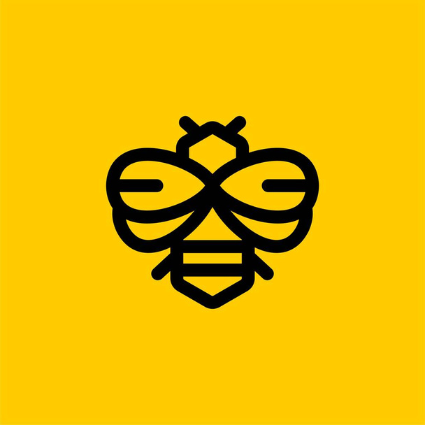 Abelha esboço logotipo vetor de design. Sinal de ilustração do mel de abelha. Bee casa hexágono logotipo design. Abelha amarela contorno logotipo vetor
. - Vetor, Imagem