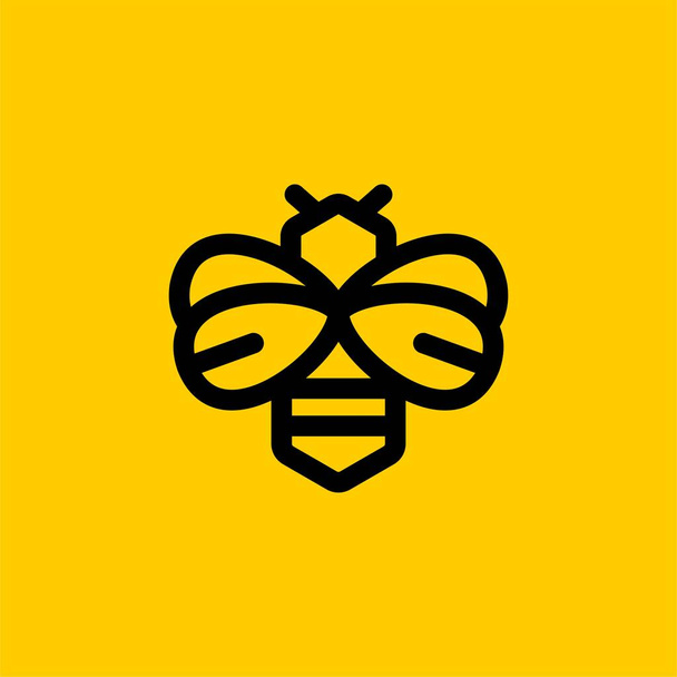 Návrhový vektor loga včel. Včelí medová ilustrační značka. Design loga Včelího šestiúhelníku. Vektor loga žluté včely. - Vektor, obrázek