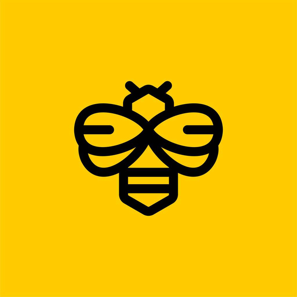 Abelha esboço logotipo vetor de design. Sinal de ilustração do mel de abelha. Bee casa hexágono logotipo design. Abelha amarela contorno logotipo vetor
. - Vetor, Imagem
