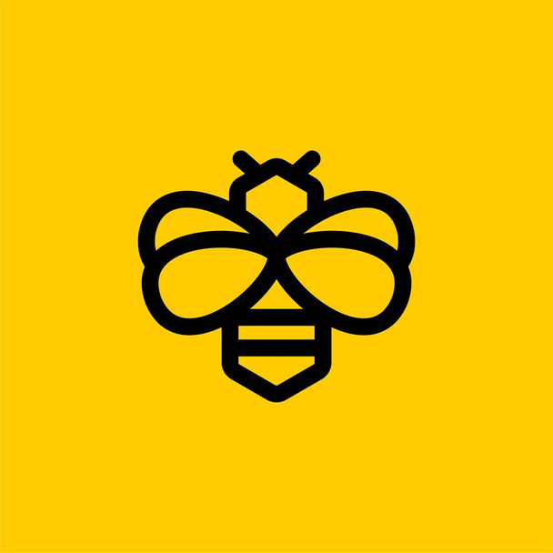 Pszczoła zarys projektu wektor logo. Znak ilustracji miodu pszczoły. Pszczoła domu projekt logo sześciokąta. Wektor logo żółtej pszczoły. - Wektor, obraz