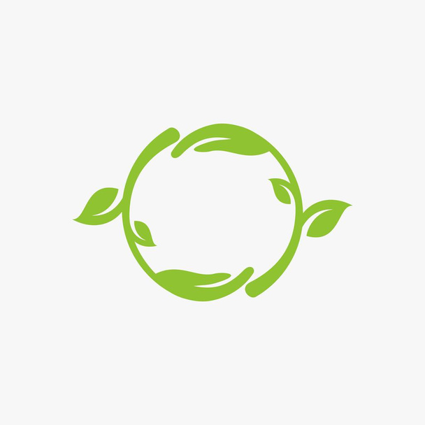 Green leaf circle logo design vector. Bio natural leaves icon design. - Vetor, Imagem