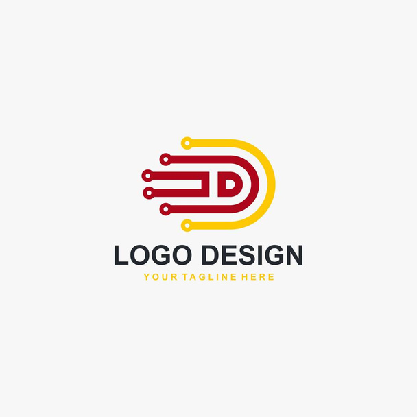 Electric energy and letter D logo design vector - Vector, Image