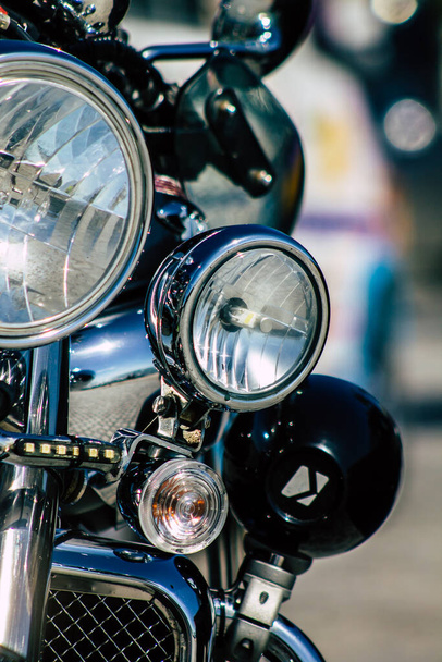 Paphos Cyprus March 01, 2020 View of a Triumph motorcycle parked in the streets of Paphos - 写真・画像