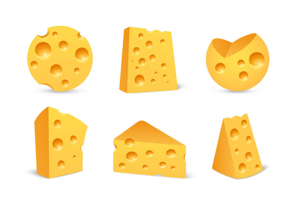 Cheese icon set in realistic style isolated on white - Vektori, kuva