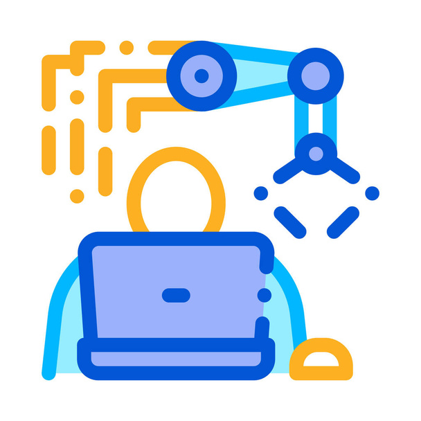 Programming Robot Icon Vector Outline Illustration - Vector, Image
