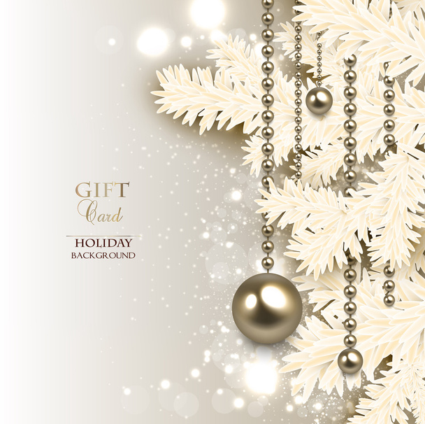 Elegant Christmas background with golden garland - Διάνυσμα, εικόνα