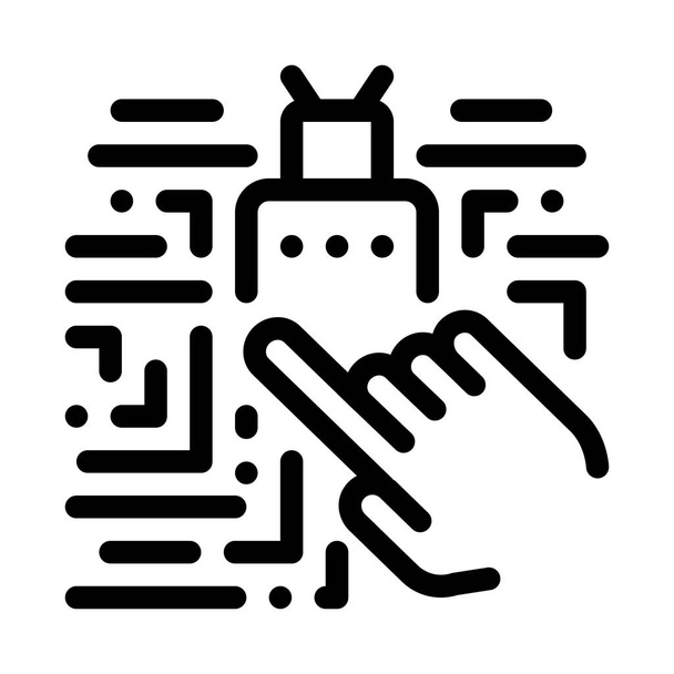 Hand Touch Chip Icon Vector Outline Illustration - Vector, Image