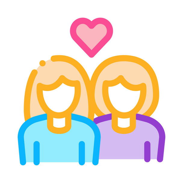 Leszbikusok szerelem ikon vektor vázlat illusztráció - Vektor, kép