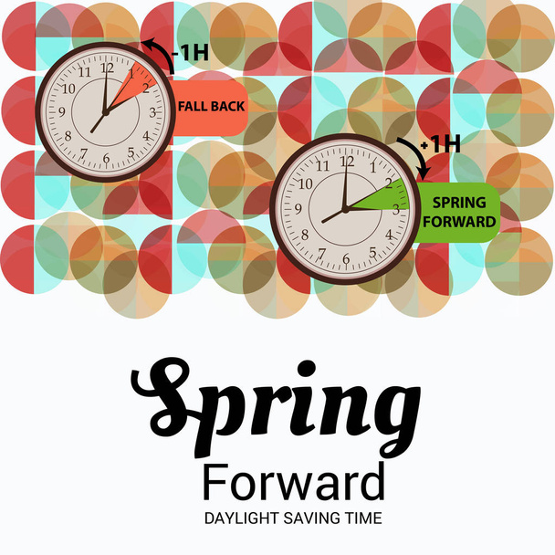 Vector illustration of a Background for Daylight Saving Time Summer Fall Back and Spring Forward. - Vector, Image