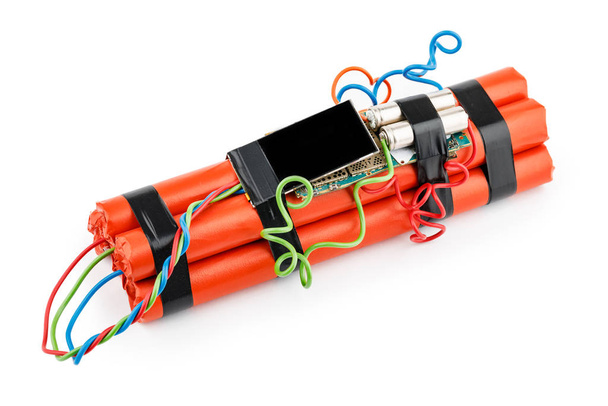 bomb with a digital timer on an isolated white background - Photo, Image