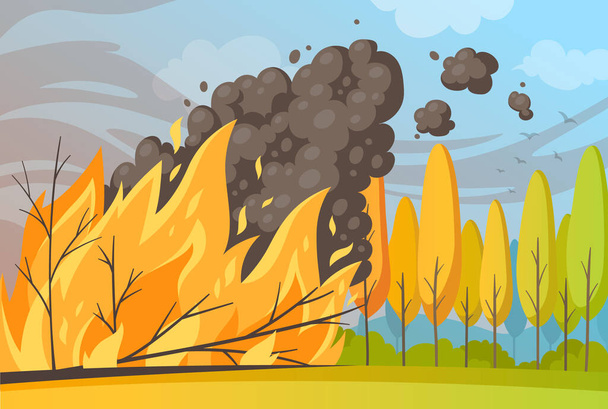 Состав мультфильма о лесных пожарах
 - Вектор,изображение