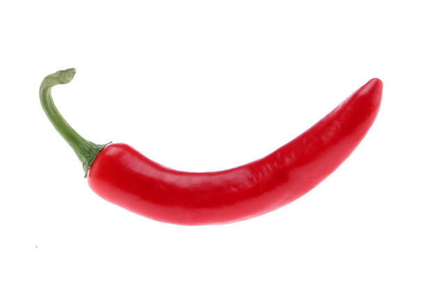 Chili pepper isolated on white background. Ripe chili pepper Clipping Path - Photo, Image