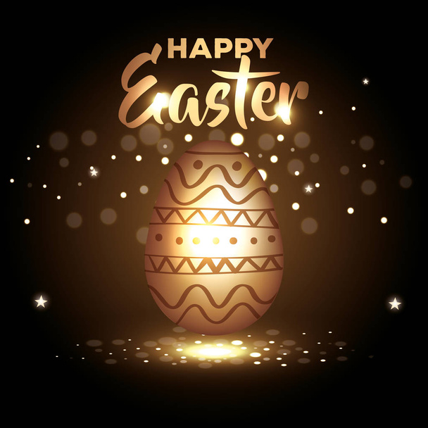 happy easter card with golden egg decoration - ベクター画像