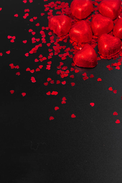 Chocolate candies heart. close up. creative photo. - Fotografie, Obrázek