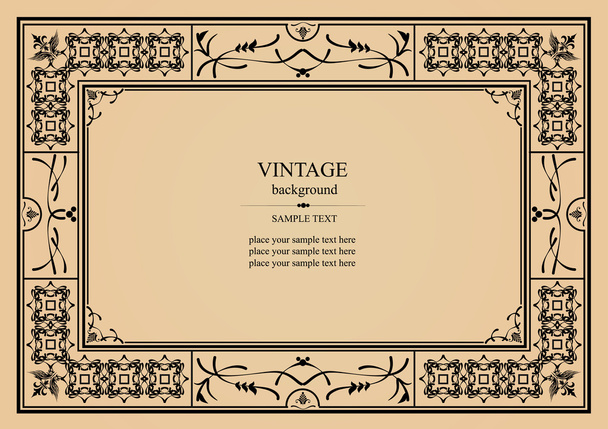 Frame and ornaments in vintage style - Vector, Imagen