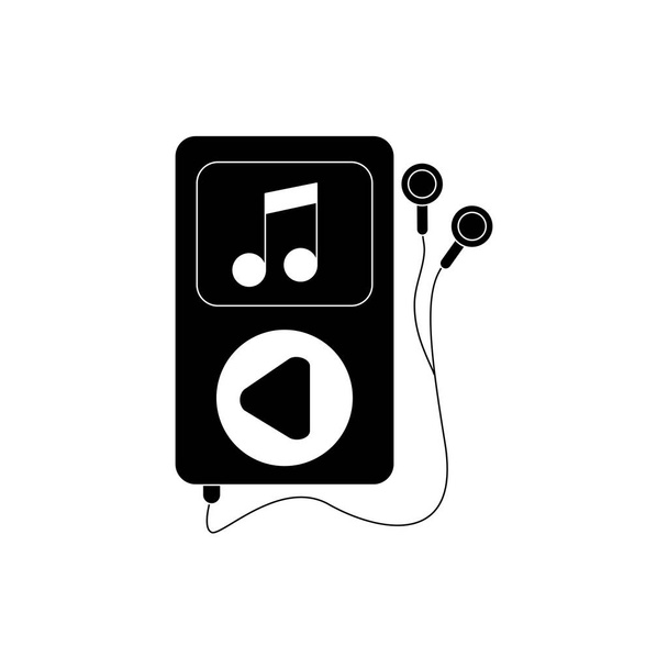 mp3 auriculares nota dispositivo melodía sonido música silueta estilo icono
 - Vector, Imagen