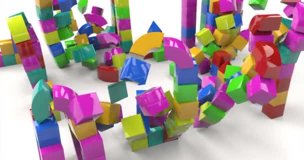 Colorful toy castle out blocks on white background. 3d illustration. castle tower. - Video