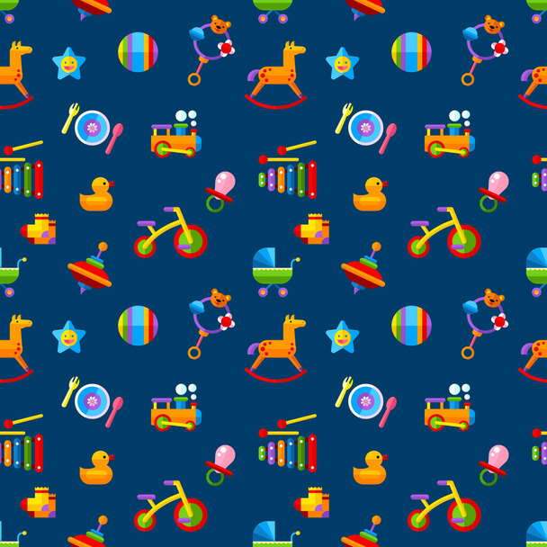Baby seamless pattern .Included the vector icons as train, bike
, - Вектор,изображение
