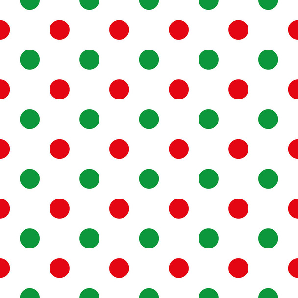 Red and green polka dot seamless Christmas pattern - Vector, Image