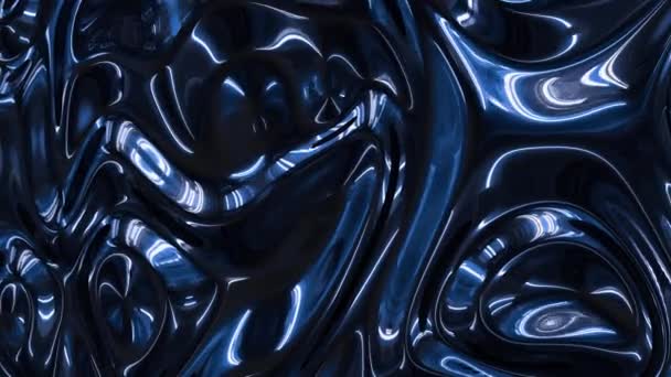 Abstract moving holographic waves with blue iridescent foil texture background. Digital designed motion graphic loop of metallic fluid. 3D rendering abstract background concept in 4K. - Záběry, video