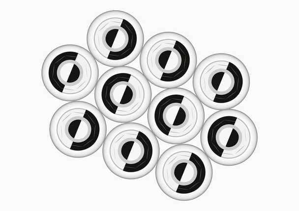 black and white, alignment of abstract button, vector artwork - Vector, Image