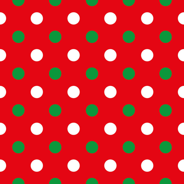 White and green polka dot on red seamless pattern - Vektor, obrázek