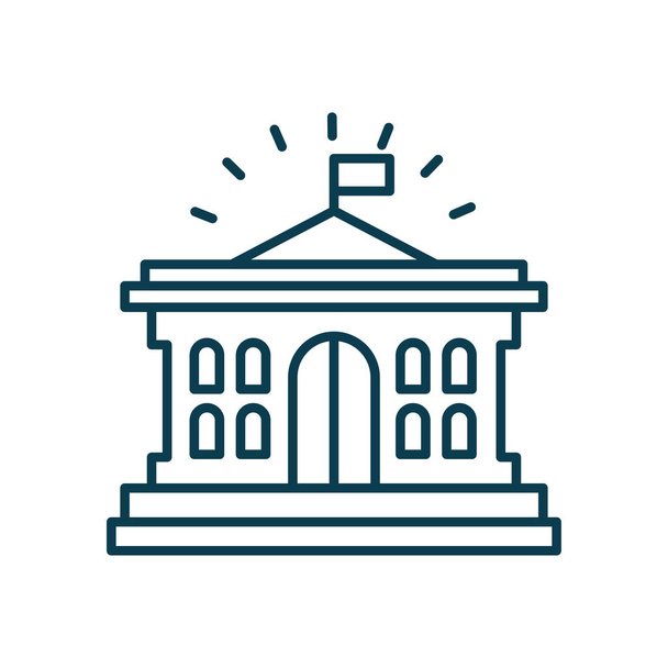 bank building icon, line style - Διάνυσμα, εικόνα