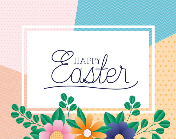 Feliz Pascua flores marco vector diseño
 - Vector, imagen