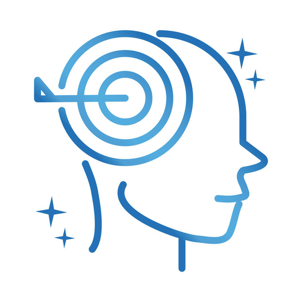 Альцгеймер болезнь неврологической концентрации мозга икона градиентной линии
 - Вектор,изображение